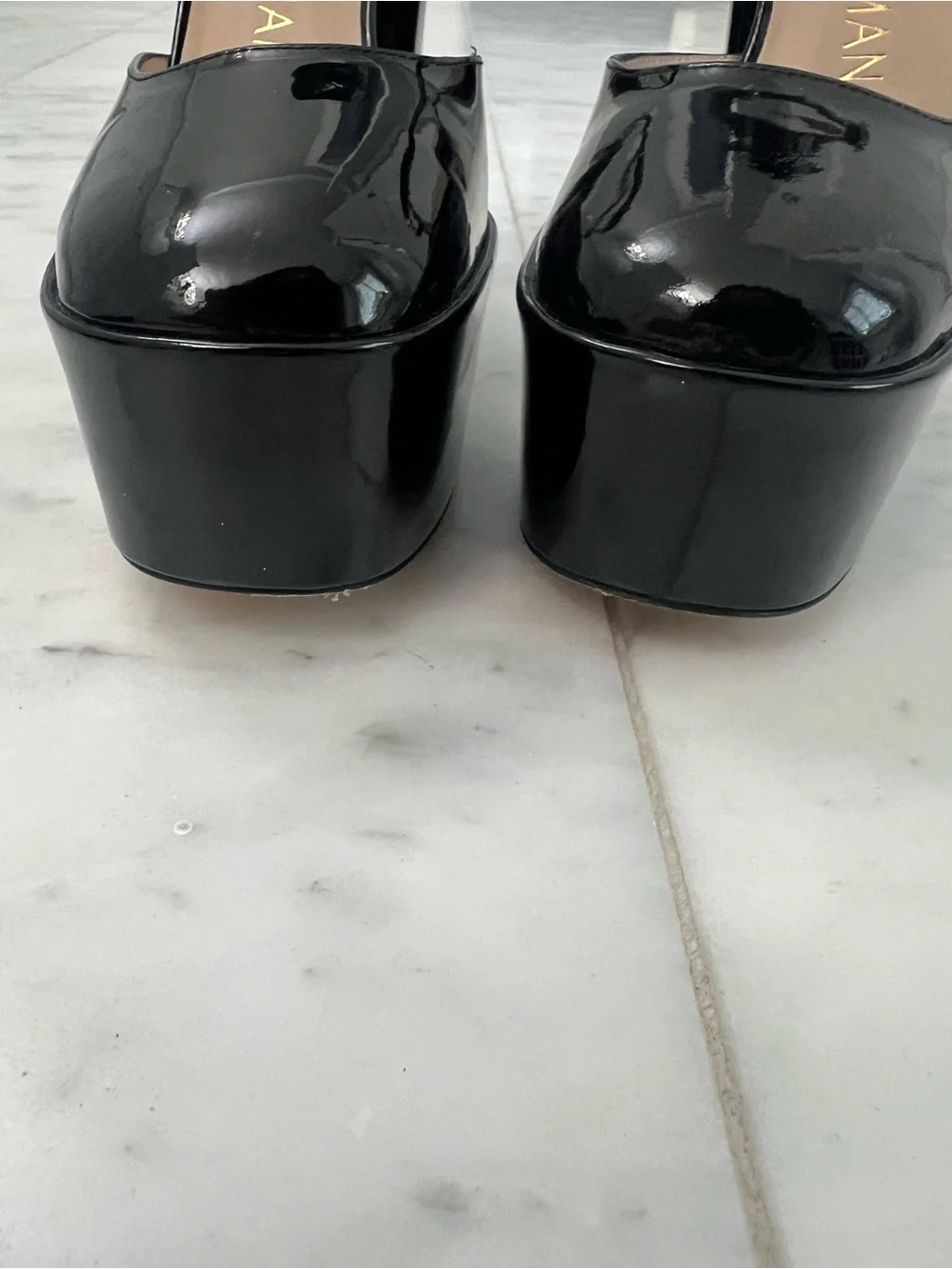 Stuart Weitzman Skyhigh Black Patent Leather Platforms size 6.5